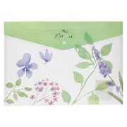 Папка-конверт на кнопке A4 Hatber «NATURAL BLUE FLOWERS», 180мкм, пластик