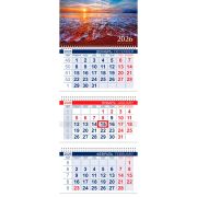 Календарь квартальный 2026г. 3 гребня, 3 блока, Hatber Офис Медовый закат