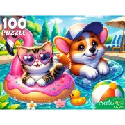 Пазл 100 эл. Рыжий Кот «КОТЕНОК И ЩЕНОК В БАССЕЙНЕ»
