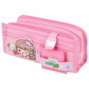 Пенал мягкий BRAUBERG KIDS, 3 отделения, кармашек на карабине, полиэстер, «Sweet friends», 22х10х7 см