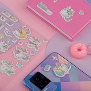 Наклейки объемные MESHU «Cute unicorn», 10*23см, с блестками,  пакет европодвес