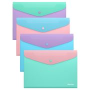 Папка-конверт на кнопке Berlingo «Haze» А4, 200мкм, софт-тач, с цветным клапаном, ассорти