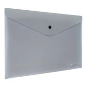 Папка-конверт с кнопкой СЕРЕБРИСТАЯ BRAUBERG «SILVER», А4, непрозрачная, ПРОЧНАЯ 0,2 мм