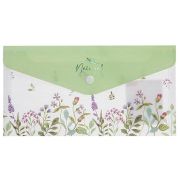 Папка-конверт на кнопке C6 Hatber «NATURAL FLOWERS», 180мкм, пластик