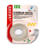 Скотч 19 х 33 deVente прозрачный 35мкм, пласт. диспансер, блистер