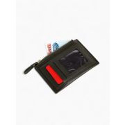 Картхолдер с монетницей на молнии, на 3 карты, с окошком, тёмно-зелёный