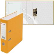 Папка-регистратор А4 Lamark, 80мм, неразборная, метал.окантовка, карман на корешке, желтая