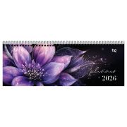 Планинг датированный 2026г., 64л., 285*100мм, картон, BG «Цветочный принт», отд.фольгой, на гребне