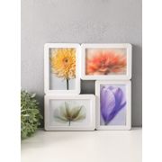 Фоторамка - коллаж на 4 фото 10×15 см «Плавные линии», белая, 29×29 см