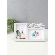 Фоторамка - коллаж на 2 фото 10×15 см «Птицы на веточке», пластик, белая