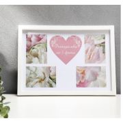 Фоторамка - коллаж на 5 фото «Сердце», пластик, белый, (пластиковый экран)