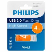 Флеш-диск 4 GB PHILIPS VIVID, разъем USB 2.0, оранжевый, FM04FD05B/97