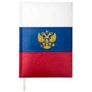 Книжка записная А5, 80л, клетка, сшивка, иск.кожа, deVente «Flag», тиснение фольгой, триколор