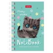 Книжка записная А7, 40л, клетка, гребень, картонная обложка, Hatber, «Кошарики»