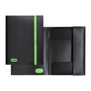 Папка на резинке А4 deVente «MonoChrome», пластик, 500мкм, черная с неновым зеленым