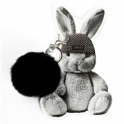 Брелок Феникс+ «ШАР МЕХОВОЙ. ЗАЙКА», 6*6см, черный, иск. мех